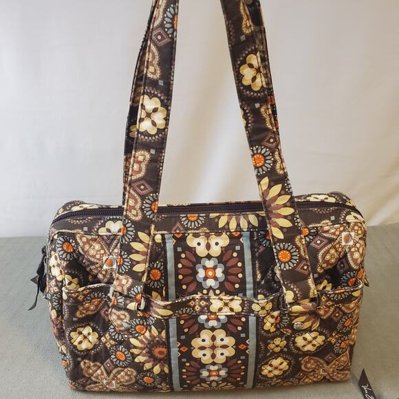 Retired Vera Bradley 3 Piece Purse & Wallet Set Women's Brown Floral Pasley Set - Picture 2 of 16